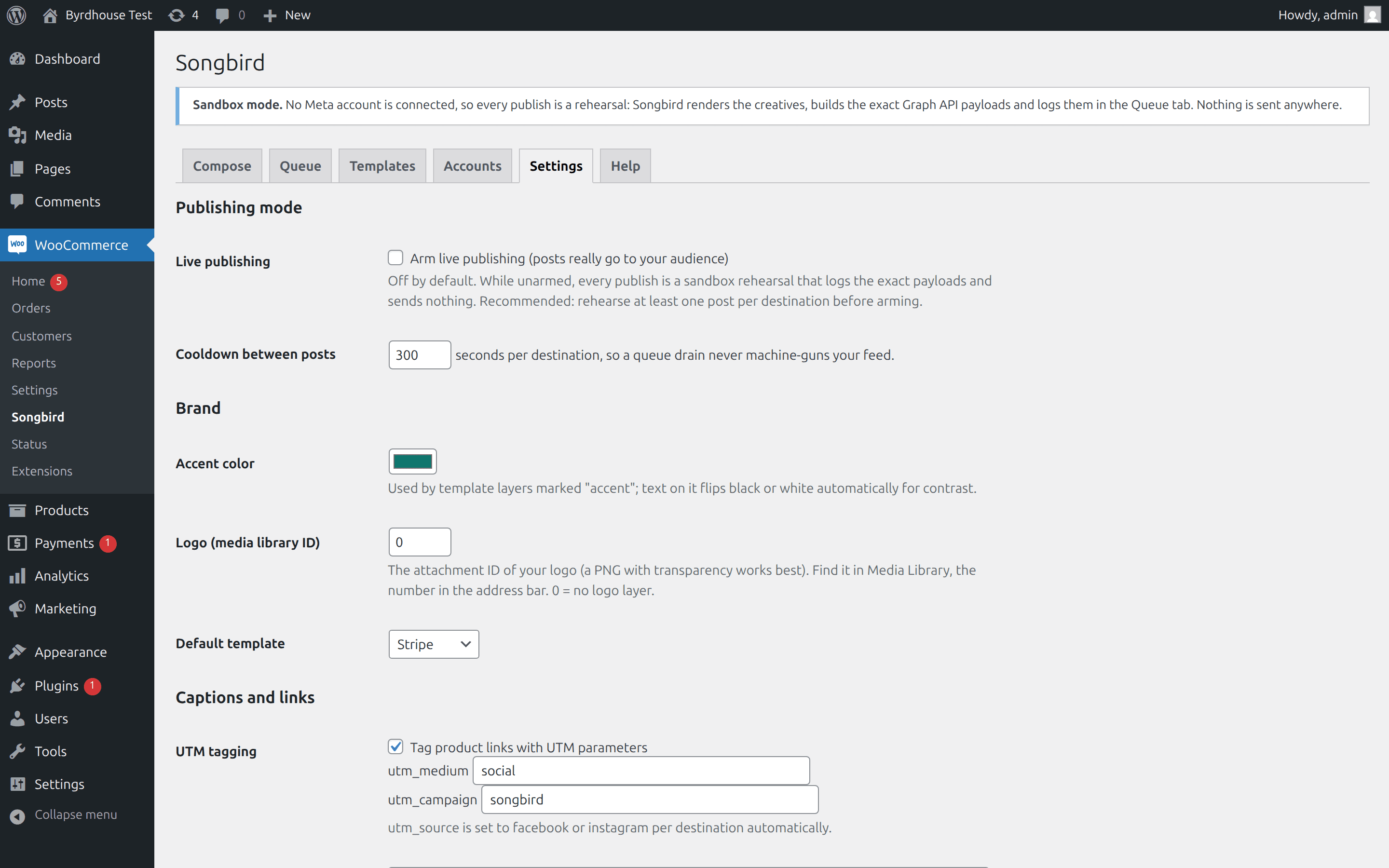 Settings, Arming, brand, rendering engines, honest video tiers, alerts, triggers.